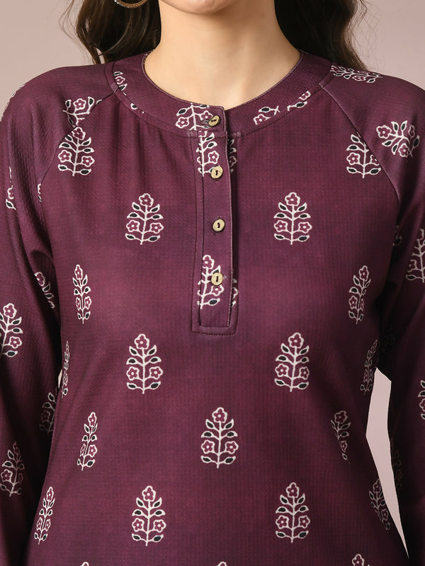 Myshka Women's Violet Embellished Raglan Sleeve Party Top - Distacart