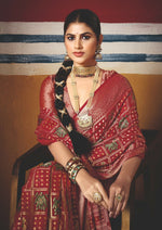 Thumbnail for Joban Fashion Red Dull Moss Brasso Saree