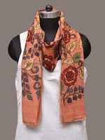Thumbnail for Peach Kalamkari Hand Painted Sico Stole with Flowers Design - Global Threads - Distacart