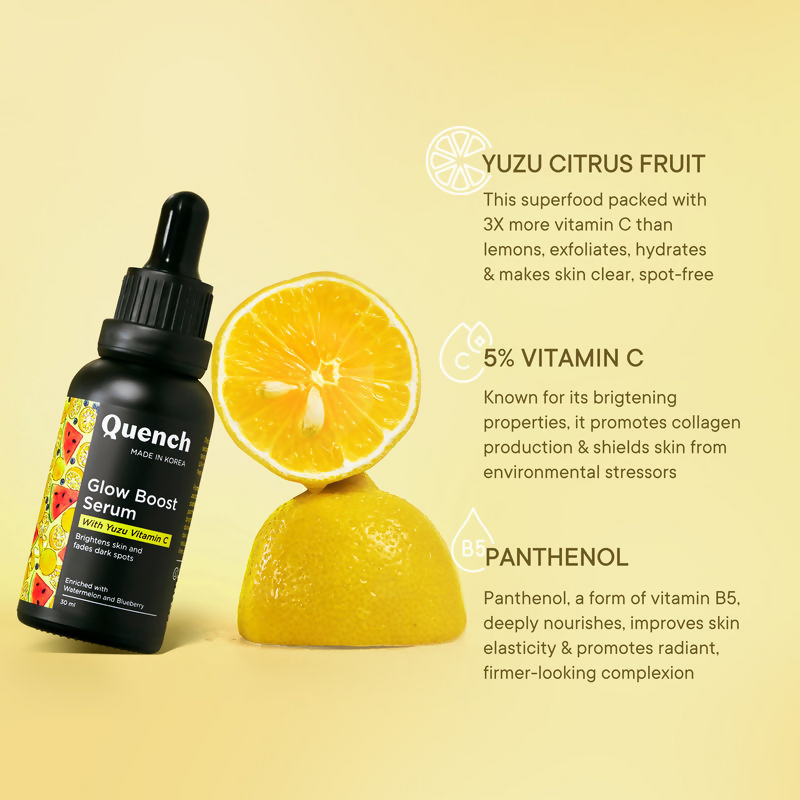 Quench Vitamin C Glow Boost Serum with Yuzu Extracts Brightens & Fades Dark Spots - Distacart