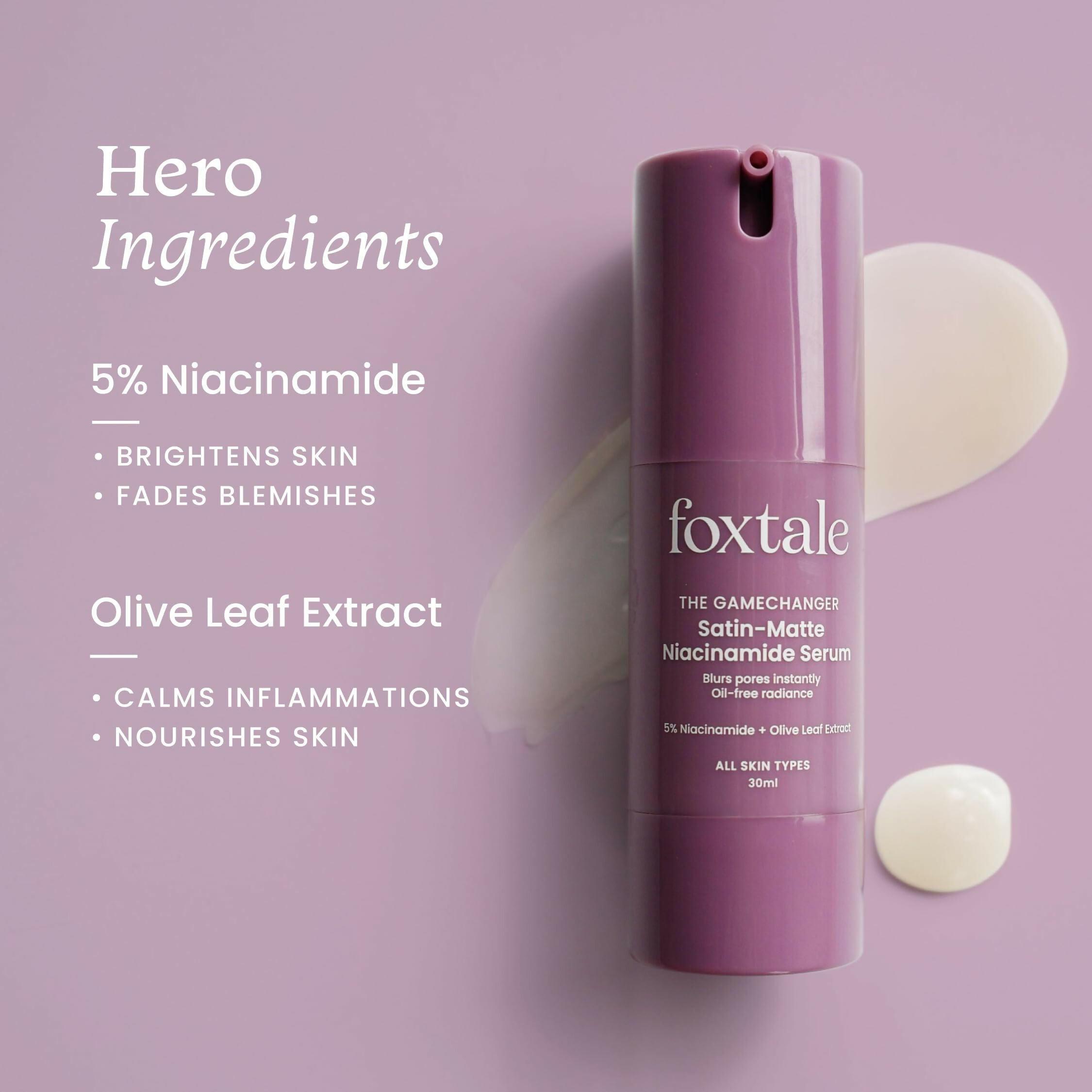 Foxtale 5% Niacinamide Face Serum - Fades Blemishes & Acne Marks, Reduce Dark Spots, Controls Oil and Brightens Skin - Distacart