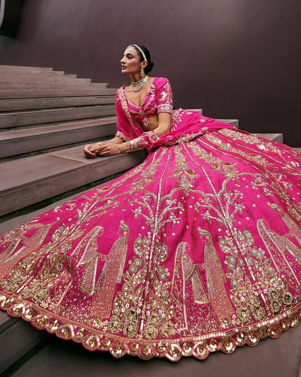 Pramukh Fab Rani Pink Color Tapeta Silk Lehenga Choli