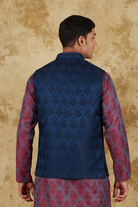 Thumbnail for Bluesaanchi Men's Jacquard Rose Red With White Waistcoat