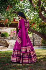 Thumbnail for Evanik Women Pure Chanderi Plain With Zari Weaving Work Border Stitched Lehenga With Unstitched Blouse Dupatta(Up to 42)
