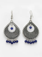 Thumbnail for NVR Women's Silver-Plated Artificial Beads German Silver Oxidised Chandbali Earrings - Distacart