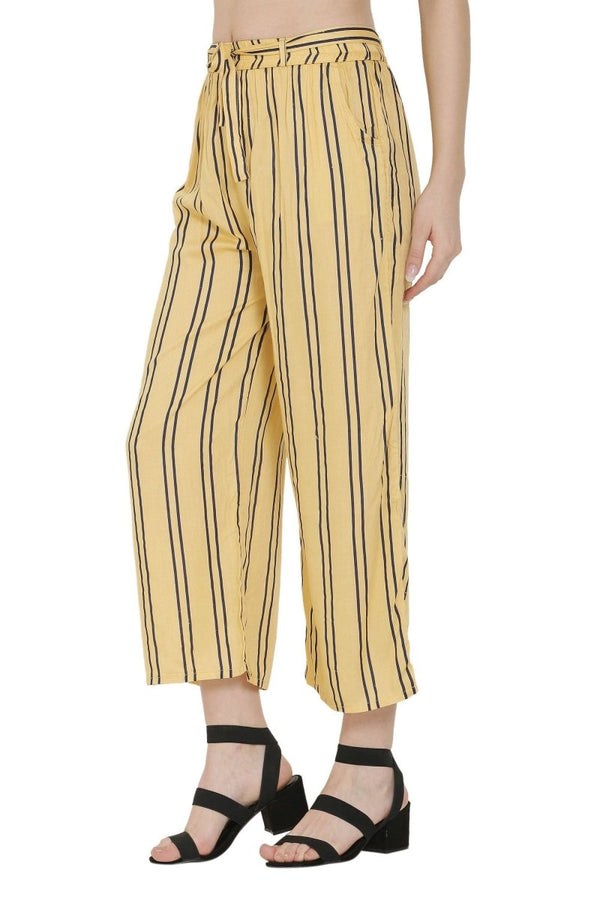 Asmaani Beige Color Rayon Fabric Stripped Palazzo