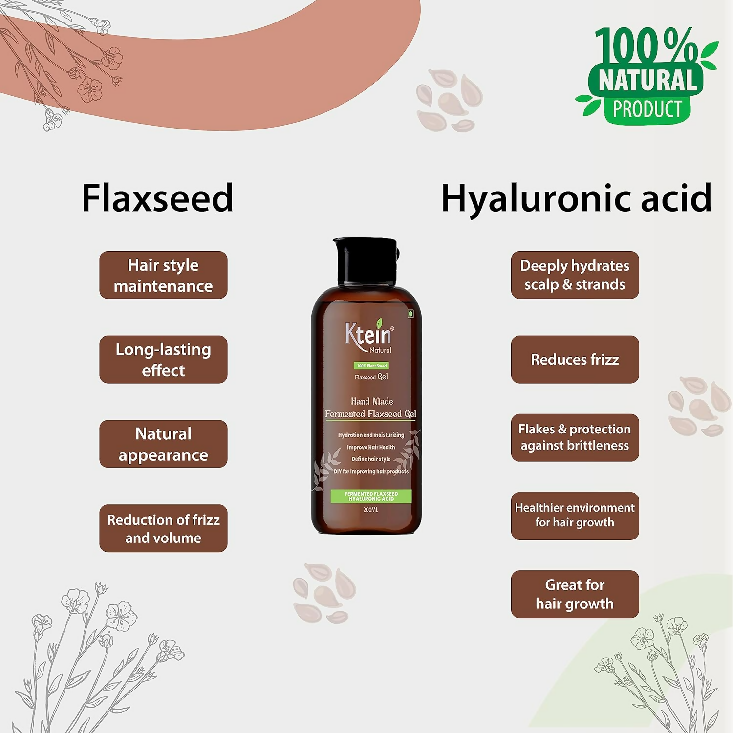 Ktein Natural 100% Plant Based Fermented Flaxseed Gel - Distacart