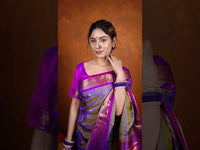 Very Much Indian Authentic High Quality Pure Silk Paithani With Most Traditional Double Pallu - Dual Tone Lavender