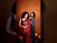 Very Much Indian Handloom Modal Silk Saree With Ajrakh Handblock Print With Eco-Friendly Vegetable Dye - Blue