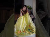 Very Much Indian Handloom Pure Cotton Fresh Yellow Paithani