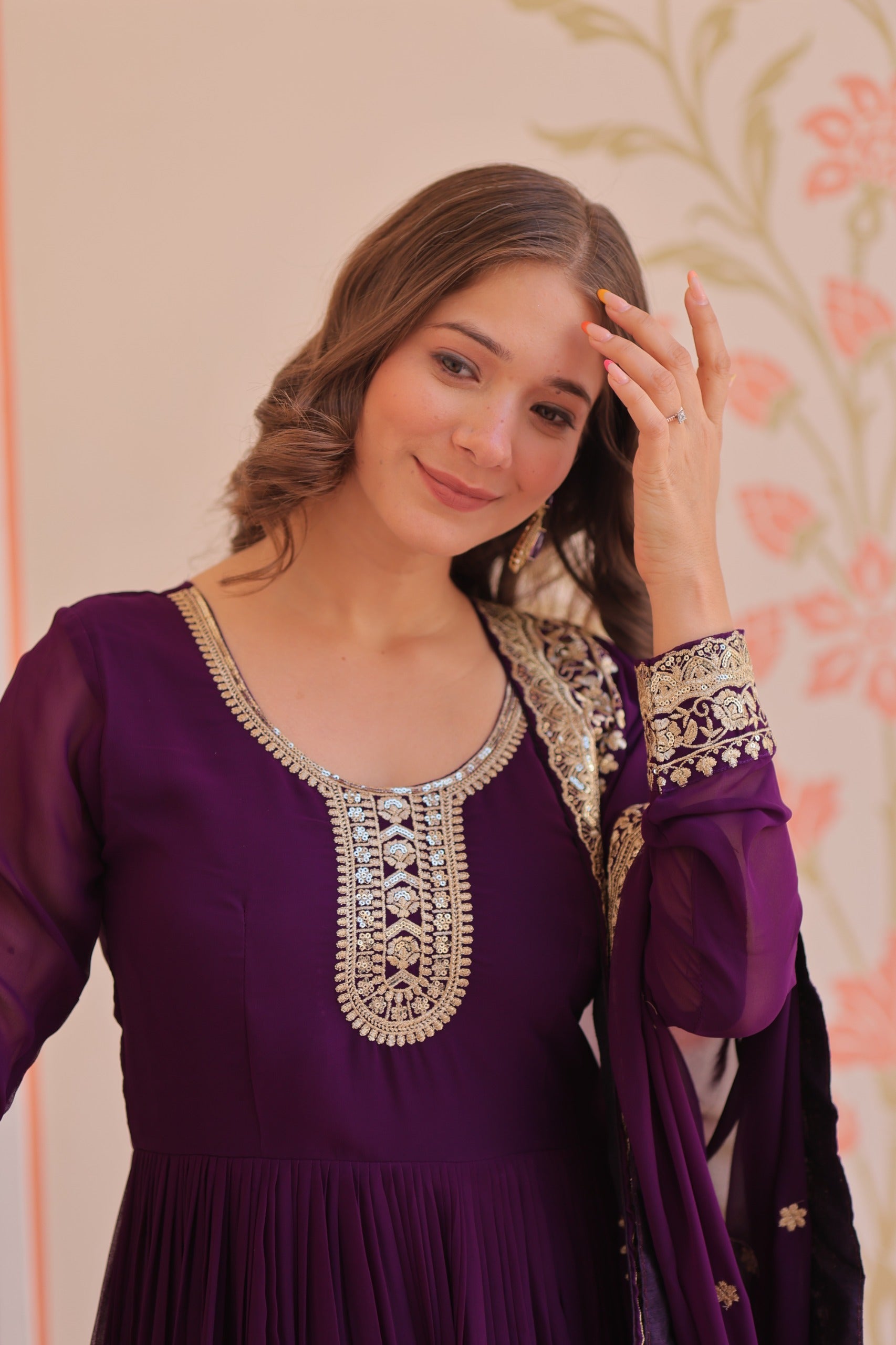 Evanik Faux Georgette With Embroidered Work Wedding Gown Dupatta