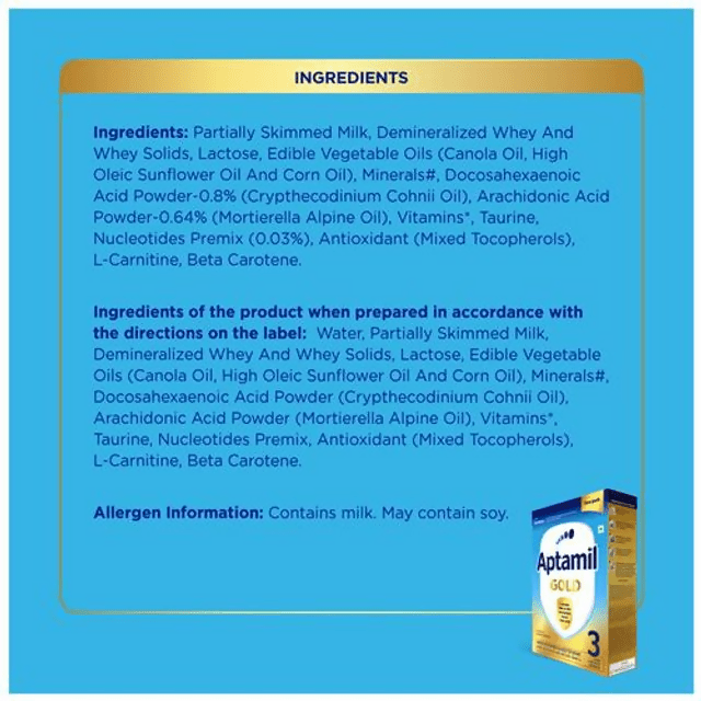 Aptamil Gold Follow-Up Formula Stage 3 Powder (From 12 Months Onwards) - Distacart