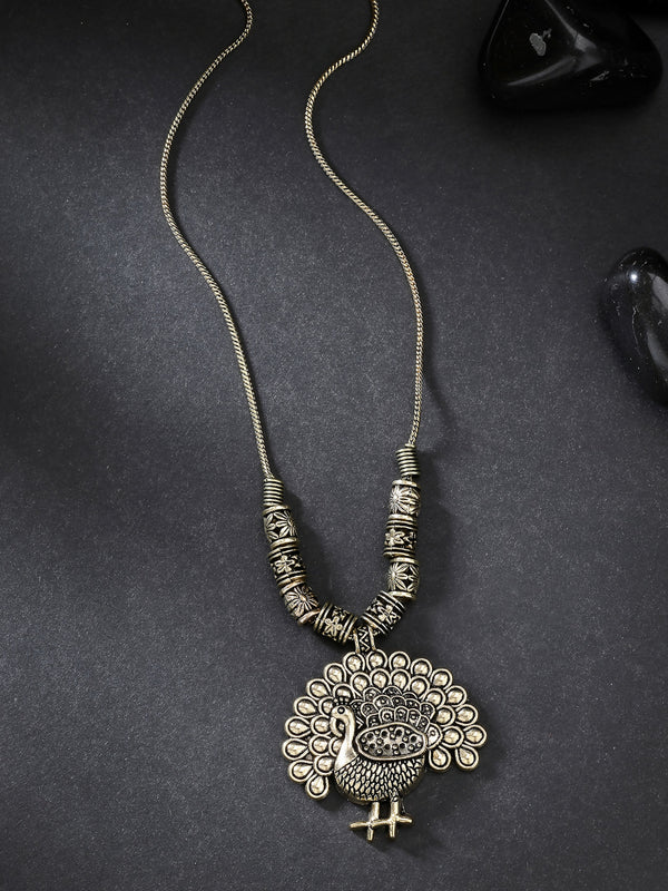 NVR Women's Gold-Plated Peacock Design Pendant with Chain - Distacart