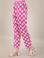 Thumbnail for Jyoti Fashion Women's Pink Rayon Print with Embroidery & Fancy Lace Work Kurta with Trouser & Dupatta - Distacart