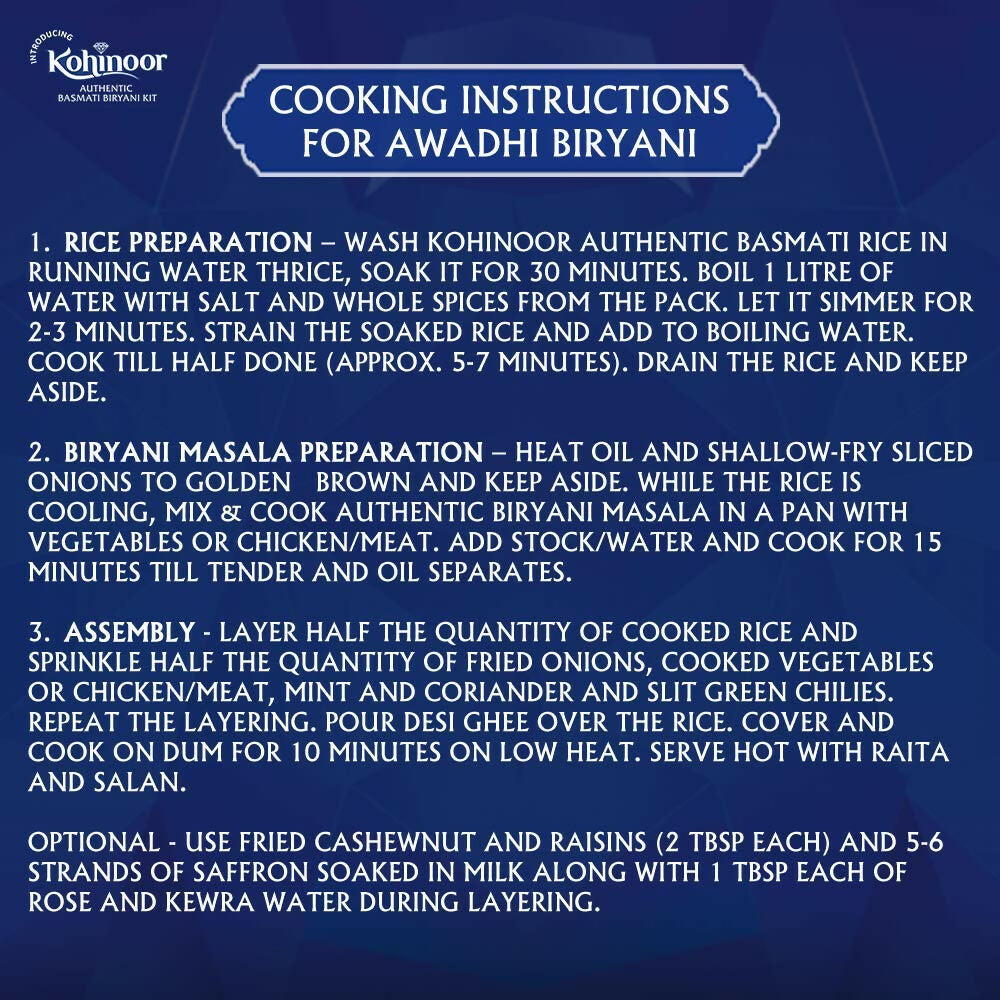 Kohinoor Authentic Hyderabadi Biryani Kit - Distacart