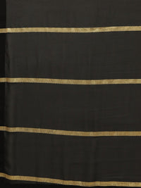 Thumbnail for Ahalyaa Women's Black Georgette Gold Print Ready to Wear Saree