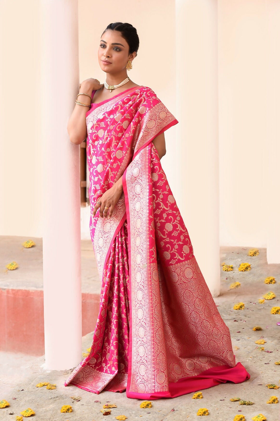 Joban Fashion Hot Pink Soft Pure Handloom Banarasi Silk Saree