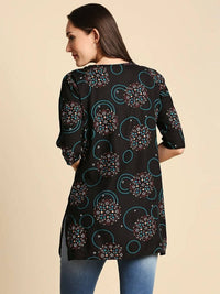 Thumbnail for Anubhutee Black & Blue Printed Straight Kurti - Distacart