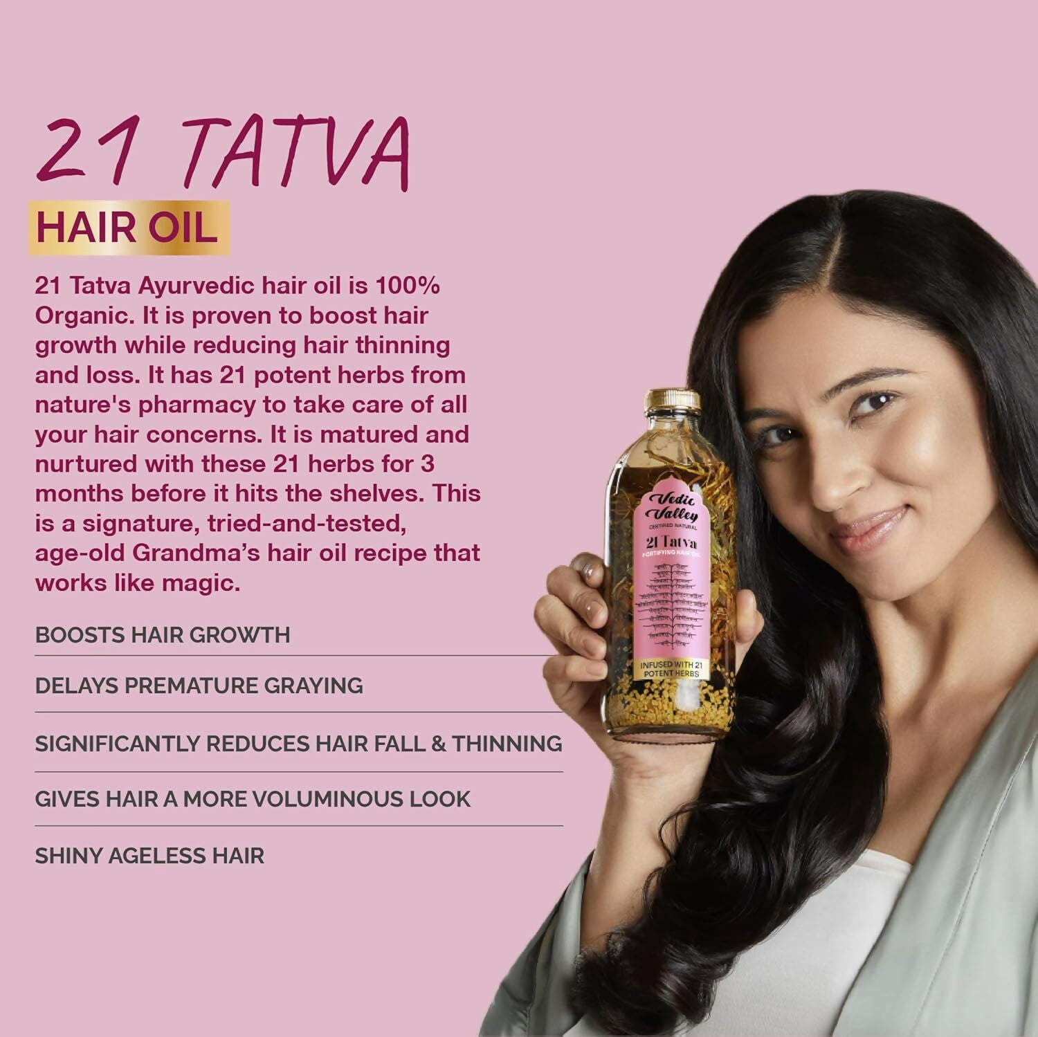 Vedic Valley Ayurvedic 21 Tatva Hair Brew Oil with 21 Herbs - Distacart