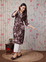 Thumbnail for Ode by House of Pataudi Floral Printed Pure Cotton Straight Kurta - Distacart