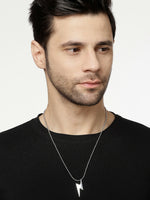 Thumbnail for NVR Men's Set of 2 Black & Silver Flash Pendent With Chain - Distacart
