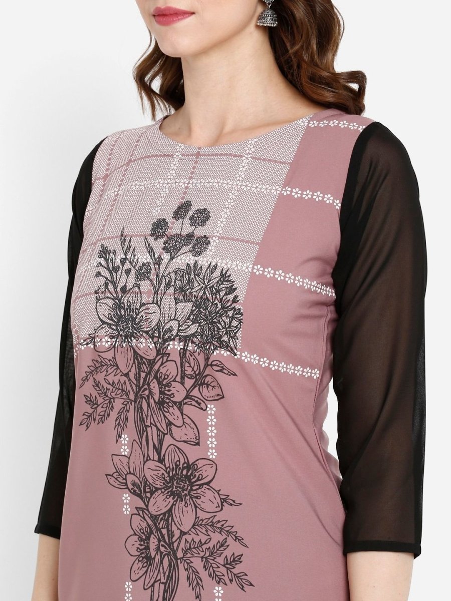 Ahalyaa Women Mauve Printed Straight Kurta
