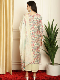 Thumbnail for Aastha Fashion Women's Multicolor Muslin Digital Printed with Embroidered Lace work Kurta with Trouser & Dupatta - Distacart
