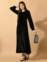 Thumbnail for Myshka Women's Black Fit and Flare Party Dress - Distacart