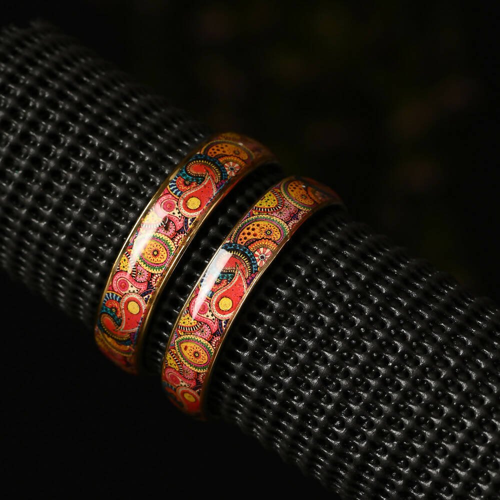 Afast Designer Fancy Party Bangle/ Kada Set, Multicolor, Glass, Pack Of 4 - Distacart