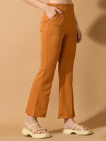 Thumbnail for Myshka Women's Mustard Flared Party Trouser - Distacart