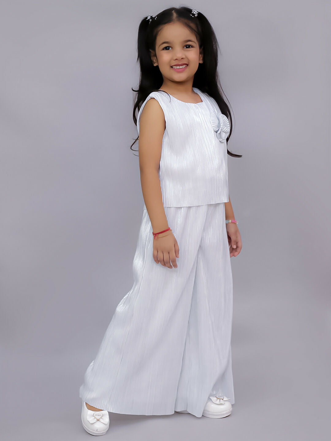 Lil Drama Glam Up Girls White Party Top and Pant Set