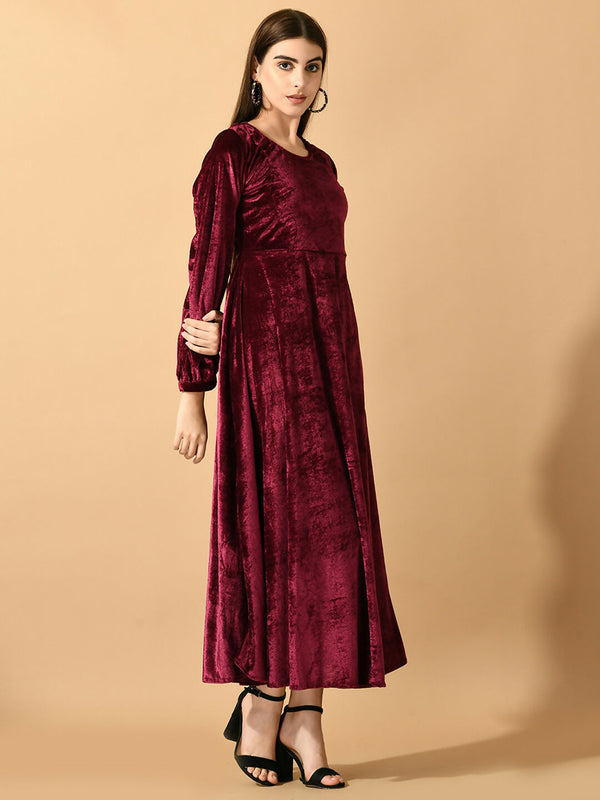 Myshka Women's Violet Fit and Flare Party Dress - Distacart