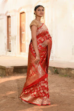 Thumbnail for Joban Fashion Red Banarasi Soft Pure Handloom Banarasi Silk Saree