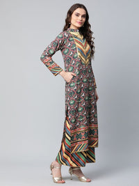 Thumbnail for Ahalyaa Women's Multi Colour Crepe Digital Patola Printed Kurta Palazzo Set With Dupatta - Distacart