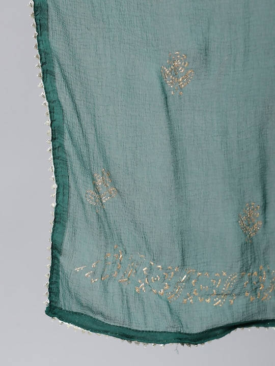 Anubhutee Green Ethnic Motifs Embroidered Thread Work Pure Cotton Kurta with Trousers & With Dupatta - Distacart