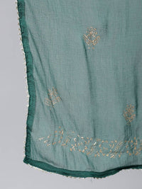 Thumbnail for Anubhutee Green Ethnic Motifs Embroidered Thread Work Pure Cotton Kurta with Trousers & With Dupatta - Distacart
