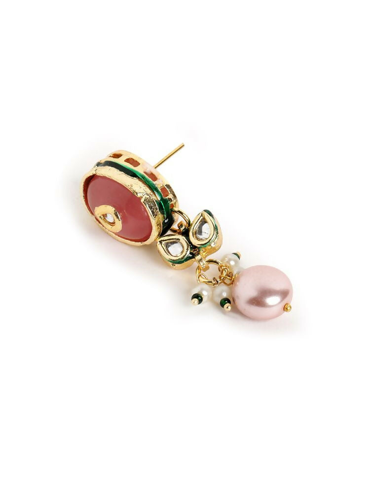 Nuyug 22K Gold Plated Radiant Rose Stone Kundan Necklace
