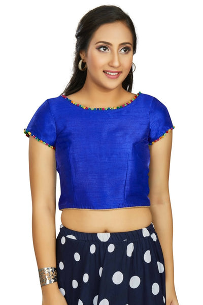 Aastha Fashion Women's Blue Art Silk Designer Party Wear Readymade Blouse - Distacart