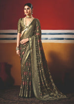 Thumbnail for Joban Fashion Green Dull Moss Brasso Saree