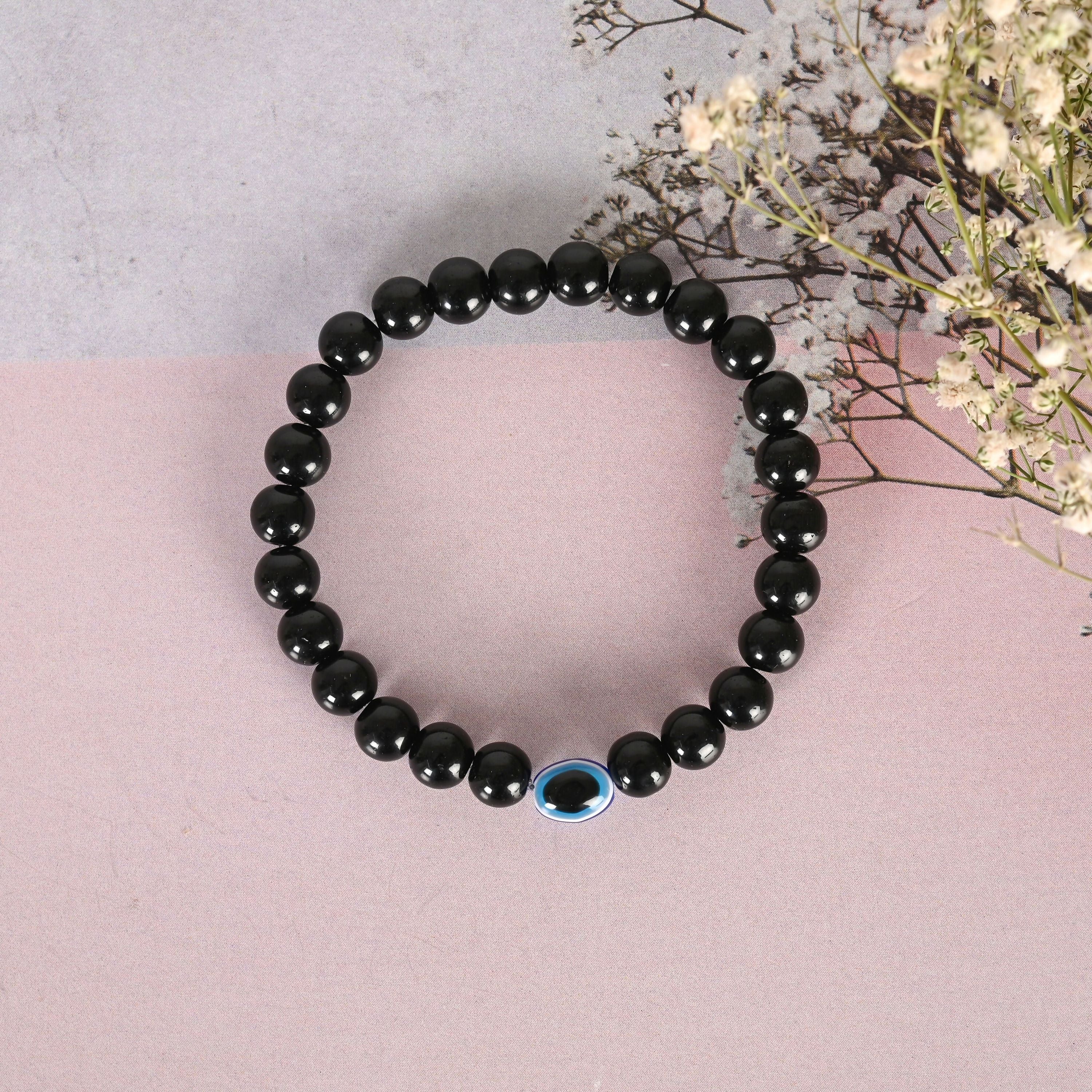 NVR Men & Women Marble Crystal Beaded Elasticated Bracelet - Distacart
