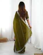 Thumbnail for Joban Fashion Tissue Silk Olive Green Color Embroidery Saree