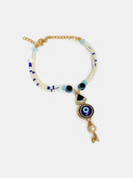 Thumbnail for NVR Women & Men Set of 2 Blue Evil Eye Bhaiya Bhabhi Rakhi With Roli Chawal - Distacart