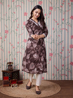 Thumbnail for Ode by House of Pataudi Floral Printed Pure Cotton Straight Kurta - Distacart