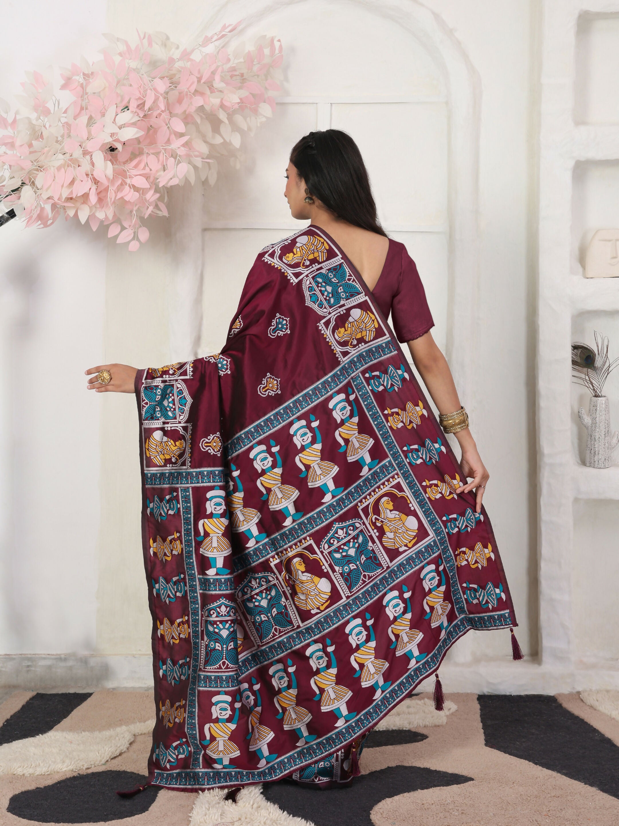 Astita Silk Blend Wine Saree