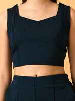 Thumbnail for Myshka Women's Navy Blue Solid Party Top - Distacart