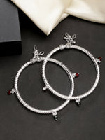 Thumbnail for NVR Women's Set of 2 Silver-Plated Kada Anklets - Distacart