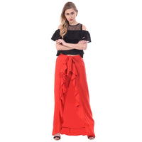 Thumbnail for Asmaani Red Color Plain Ruffle Palazzo