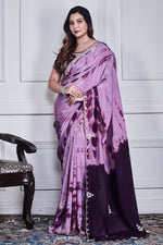 Thumbnail for Morchari Wine Crepe Hand Embroidery Saree And Stitched Blouse