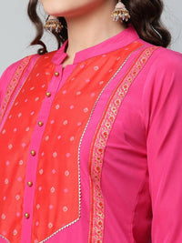 Thumbnail for Ahalyaa Womens Pink Crepe Printed Kurta Pant Set - Distacart