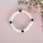 Thumbnail for NVR Men & Women White Marbel Crystal Elasticated Bracelet - Distacart